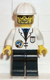 LEGO spp011 Space Port - Scientist, White Construction Helmet, Black Legs